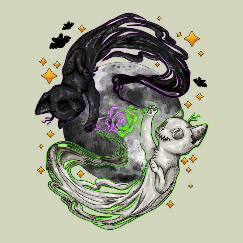 Magical Cats Ghost With Moon Halloween Heavyweight Hoodie by NancyCooperArtShop | Teevron