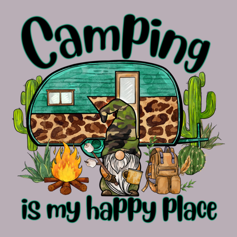 Camping Is My Happy Place Caravan And Gnome Vintage Tee by BarkalooDesign | Teevron