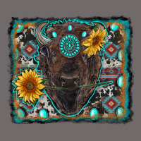 American Bison Wıth Sunflower And Gemstone Urban Heavy Tee | Teevron