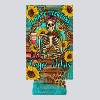 I Hate Everyone But Coffee Helps Western Skeleton Coffee Sunflowers 12 Zipper Hoodie | Teevron