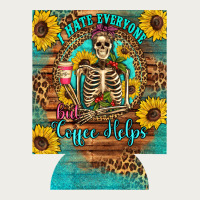 I Hate Everyone But Coffee Helps Western Skeleton Coffee Sunflowers 12 Zipper Hoodie | Teevron