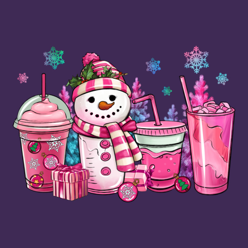 Pink Christmas Snowman Coffee Cups Premium Hoodie by MaliasSmallBusiness | Teevron