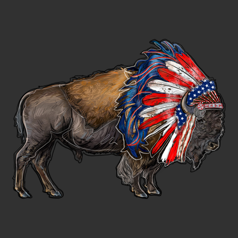 American Bison With Indian Headdress Urban Heavy Tee by RanaPortraitStore | Teevron