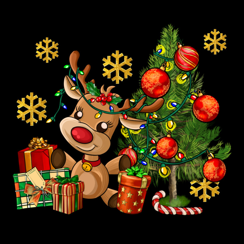 Reindeer And Christmas Tree Ladies Tee by AdoDesignShop | Teevron