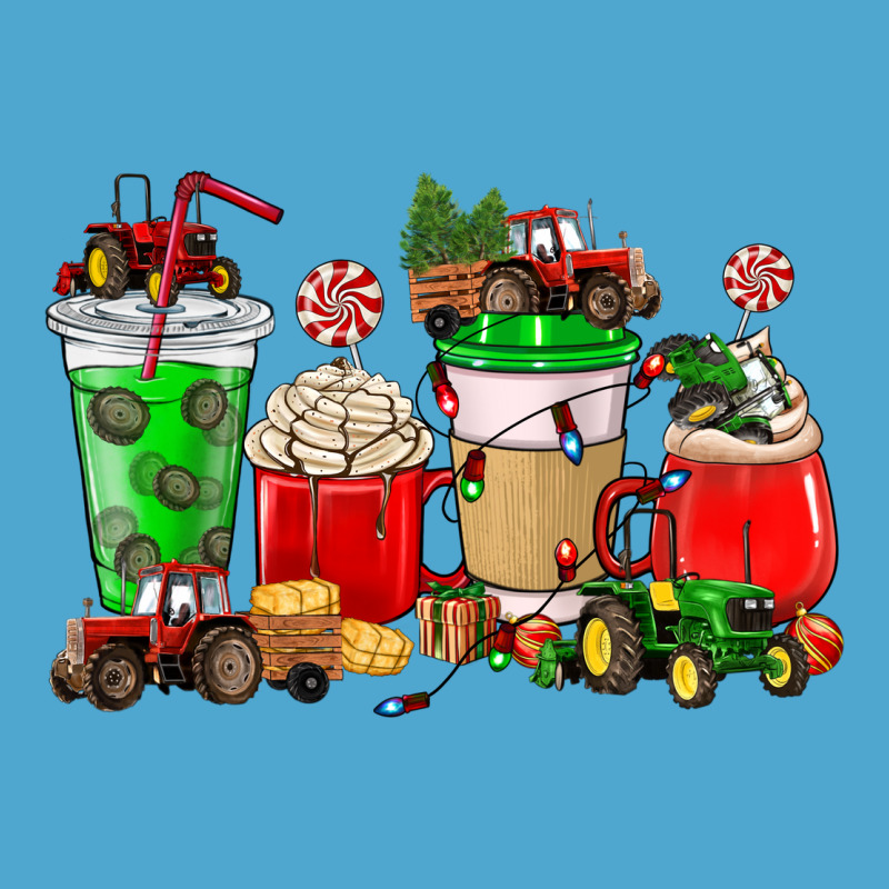 Christmas Tractor Coffee Cup Premium Hoodie by NancyCooperArtShop | Teevron