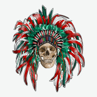 Mexican Flag Indian Headdress With  Skull Urban Heavy Tee | Teevron