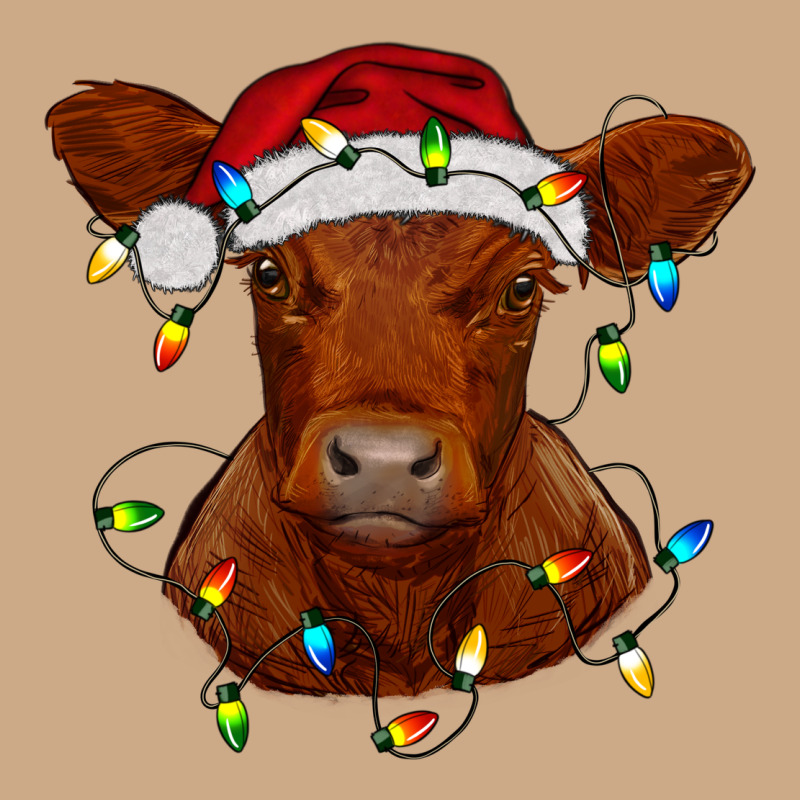 Christmas Baby Red Angus Calf With Lights Vintage Hoodie by RanaPortraitStore | Teevron