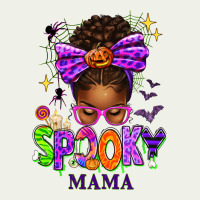Halloween Afro Messy Bun Spooky Mama Urban Heavy Tee | Teevron