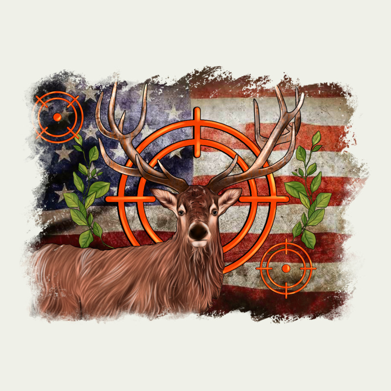 Deer Hunting Target American Flag  Background Urban Heavy Tee by BarkalooDesign | Teevron
