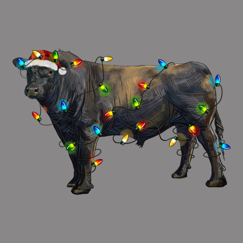Christmas Black Angus Bull With Christmas Lights Vintage Tee by RanaPortraitStore | Teevron