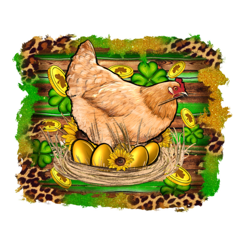 St Patricks Day Farm Chicken Gold Eggs Leopard Serape Glitter Premium Tee by Artiststas | Teevron