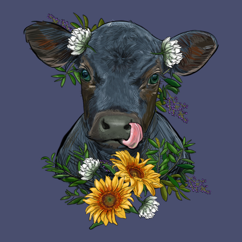 Baby Cow Black Angus Calf With Flowers Vintage Tee by RanaPortraitStore | Teevron
