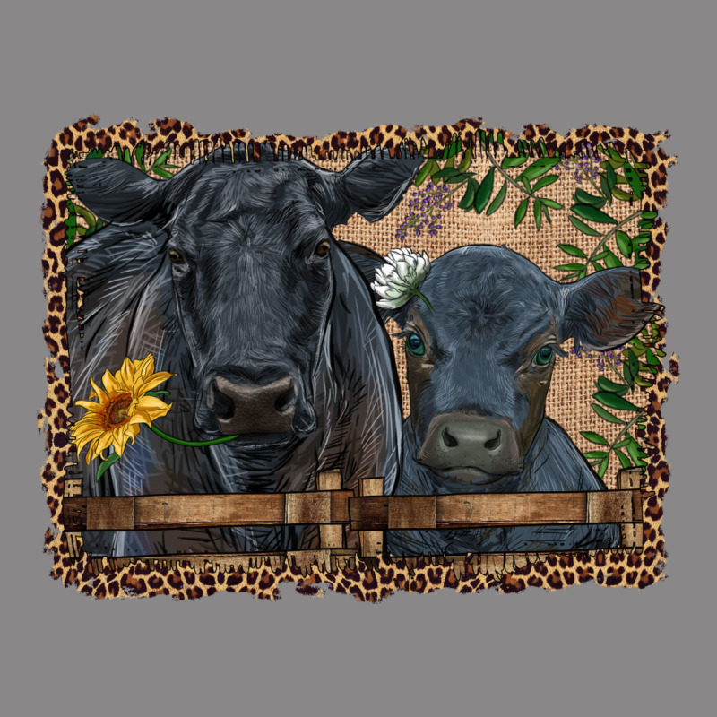 Western Black Angus Cattle And Calf With Leopard Vintage Tee by RanaPortraitStore | Teevron