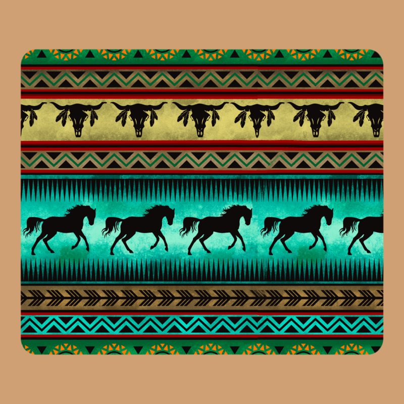 Turquoise Horse And Bullskull Aztec  Pattern Vintage Tee by BarkalooDesign | Teevron