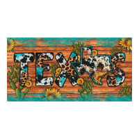 Texas Sunflower Cactus Cowhide Leopard Licence Plate Premium Tee | Teevron