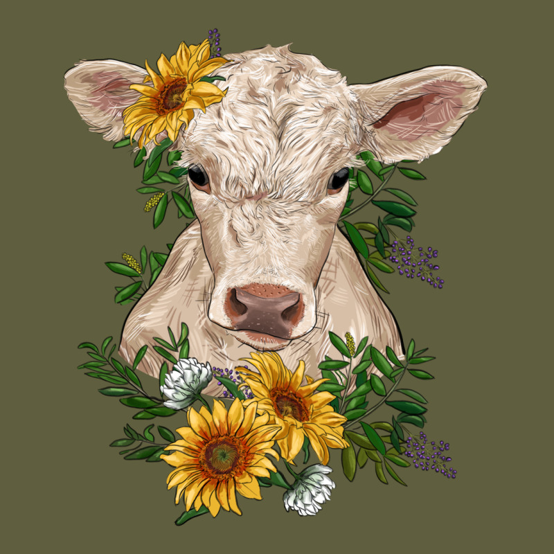 Charolais Calf With Sunflowers Vintage Tee by RanaPortraitStore | Teevron