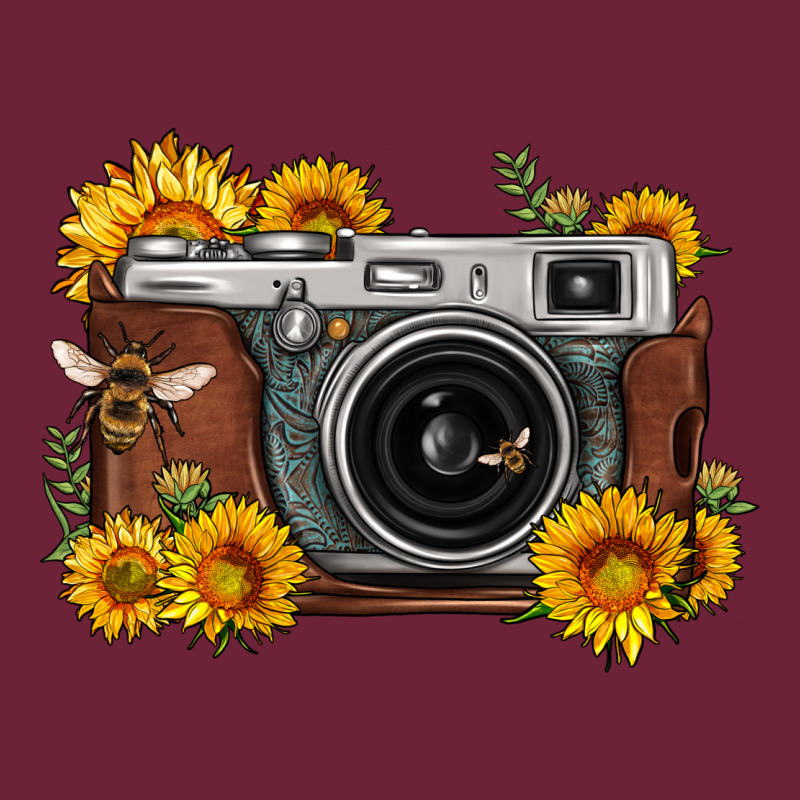 Sunflower Bee Vintage Camera Long Sleeve Tee by FaDigitalArtStudio | Teevron
