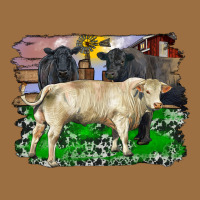 Charolais Bull Black Angus Cattle And Bull With Barnyard And Cowhide Vintage Tee | Teevron