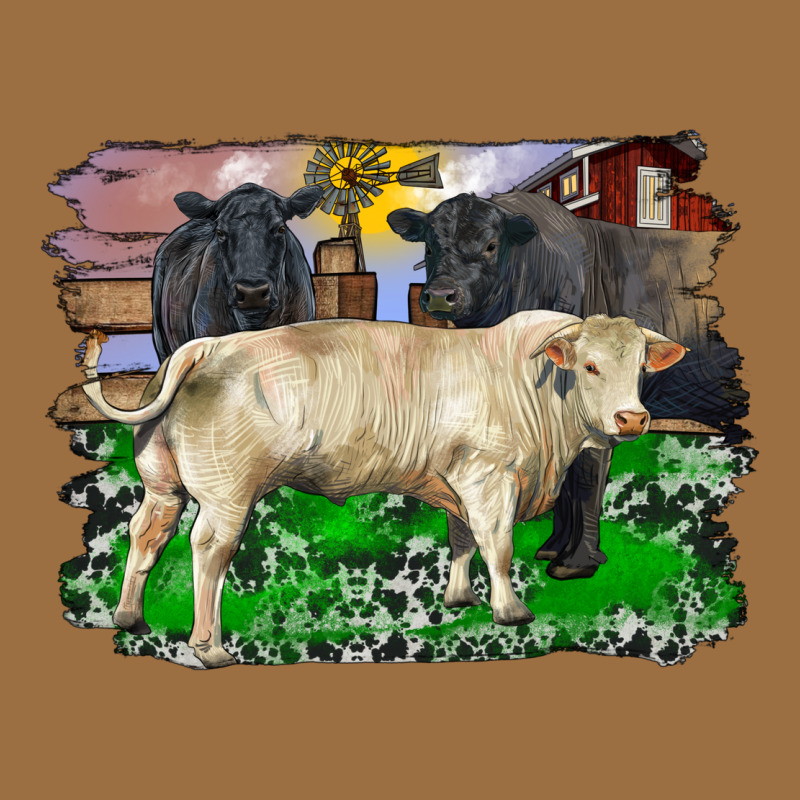 Charolais Bull Black Angus Cattle And Bull With Barnyard And Cowhide Vintage Tee by RanaPortraitStore | Teevron
