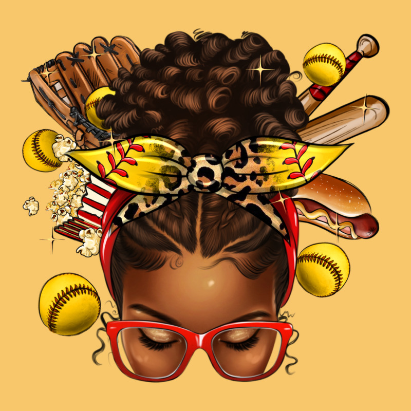 Softball Afro Messy Bun Vintage Hoodie by texasbilliewilder | Teevron