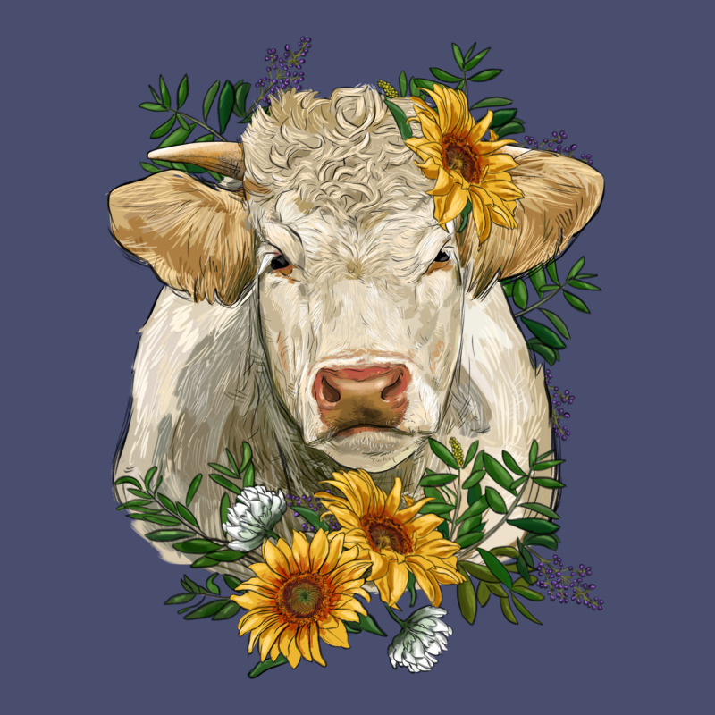 Charolais Cattle With Sunflowers Vintage Tee by RanaPortraitStore | Teevron