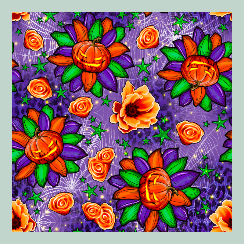 Pumpkin Flower Halloween Seamless Pattern Zipper Hoodie by BundleAndBundleShop | Teevron