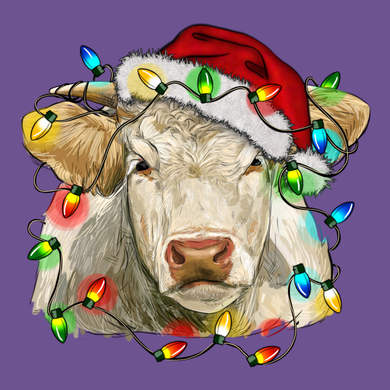 Charolais Cattle Cow With Christmas Lights And Hat Vintage Tee by RanaPortraitStore | Teevron
