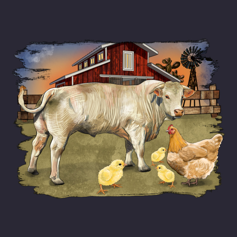 Charolaris Bull And Chicken In Barnyard Vintage Tee by RanaPortraitStore | Teevron
