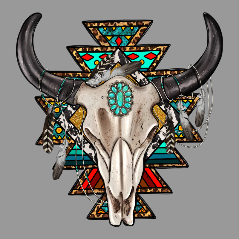 Western Aztec Bull Skull With Gemstone Vintage Hoodie by texasbilliewilder | Teevron