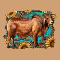 Brahman Bull With Aztec Sunflower And Leopard Background Vintage Tee | Teevron
