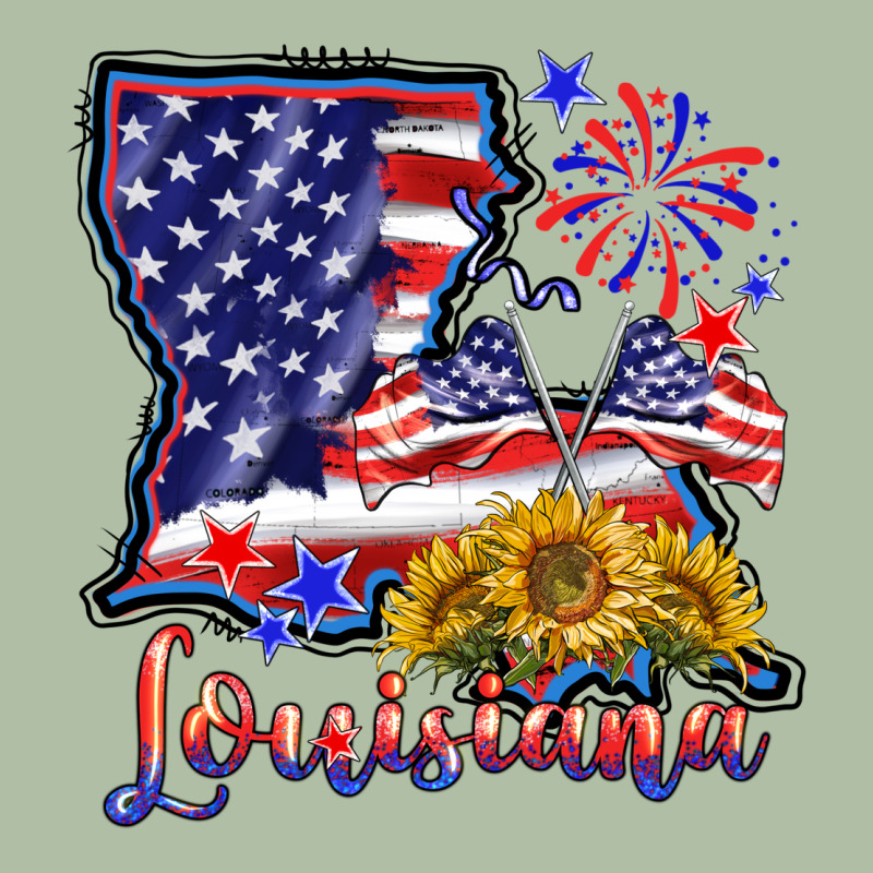 4th Of July  Louisiana Map Urban Heavy Tee by BarkalooDesign | Teevron