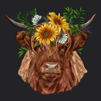 Highland Cow With Sunflowers Vintage Tee | Teevron