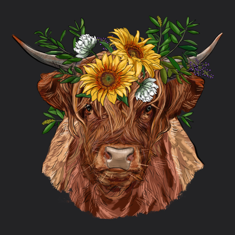 Highland Cow With Sunflowers Vintage Tee by RanaPortraitStore | Teevron