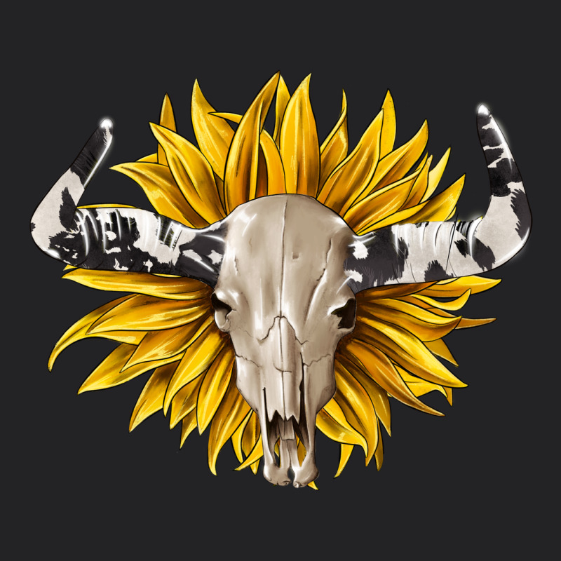 Cowhide Bull Skull And Sunflower Vintage Tee by BarkalooDesign | Teevron