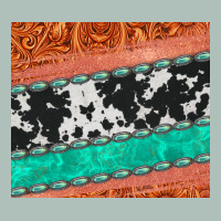 Western Turquoise Gemstone Cowhide  Leather Tumbler Heavyweight Hoodie | Teevron