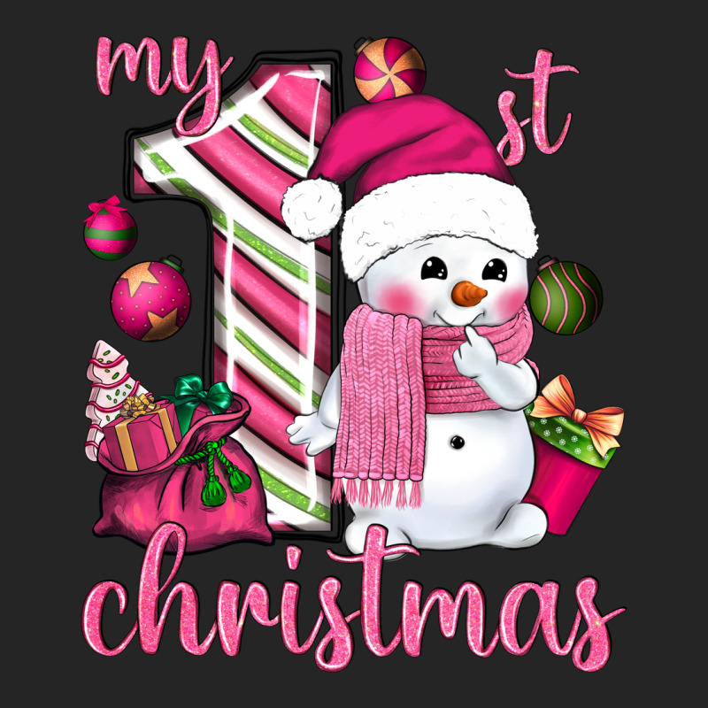 My 1st. Pink Christmas With Cute Snowman Premium Hoodie by NancyCooperArtShop | Teevron