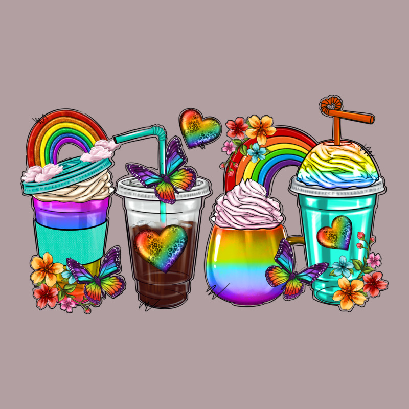 Rainbow Coffee Cups Vintage Hoodie by texasbilliewilder | Teevron