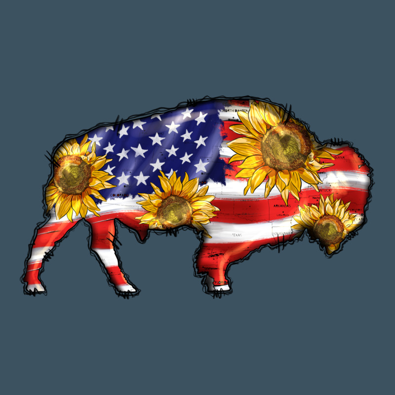 Bison Amerıcan Flag Urban Heavy Tee by BarkalooDesign | Teevron