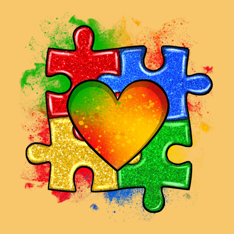 Autism Puzzle Pieces Heart Vintage Hoodie by Zillion Design Studio | Teevron
