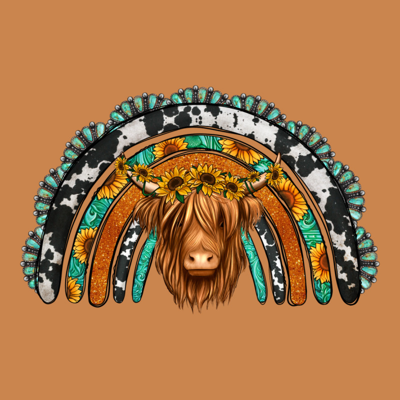 Turquoise Cowhide Sunflower Headband Highland Cow Heavyweight Hoodie by Jasminsmagicworld | Teevron