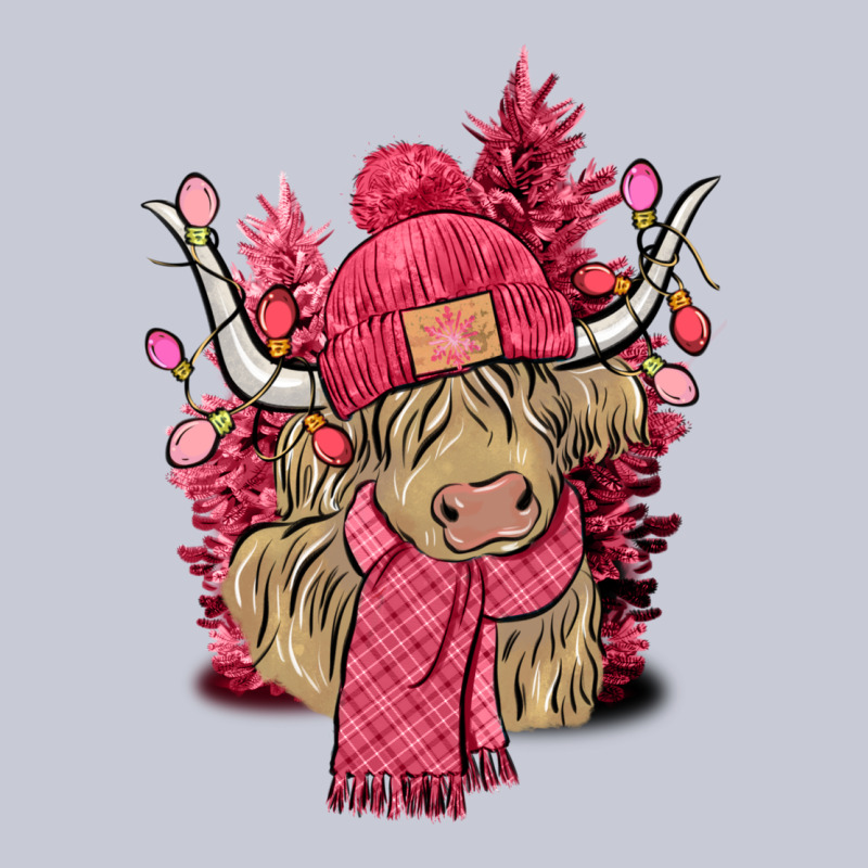 Pink Winter Long Haired Cow Heavyweight Hoodie by NancyCooperArtShop | Teevron