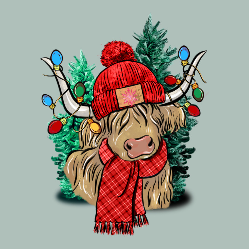 Red Christmas Long Haired Cow Heavyweight Hoodie by NancyCooperArtShop | Teevron