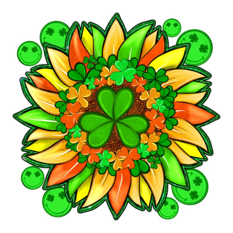 Sunflower With St Patricks Smiley Face And Shamrock With Glitter Premium Tee by Artiststas | Teevron