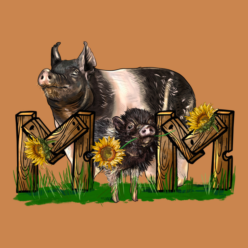 Western Mom With Hampshire Pig And Baby Pig Heavyweight Hoodie by LillyAllenDesigns | Teevron