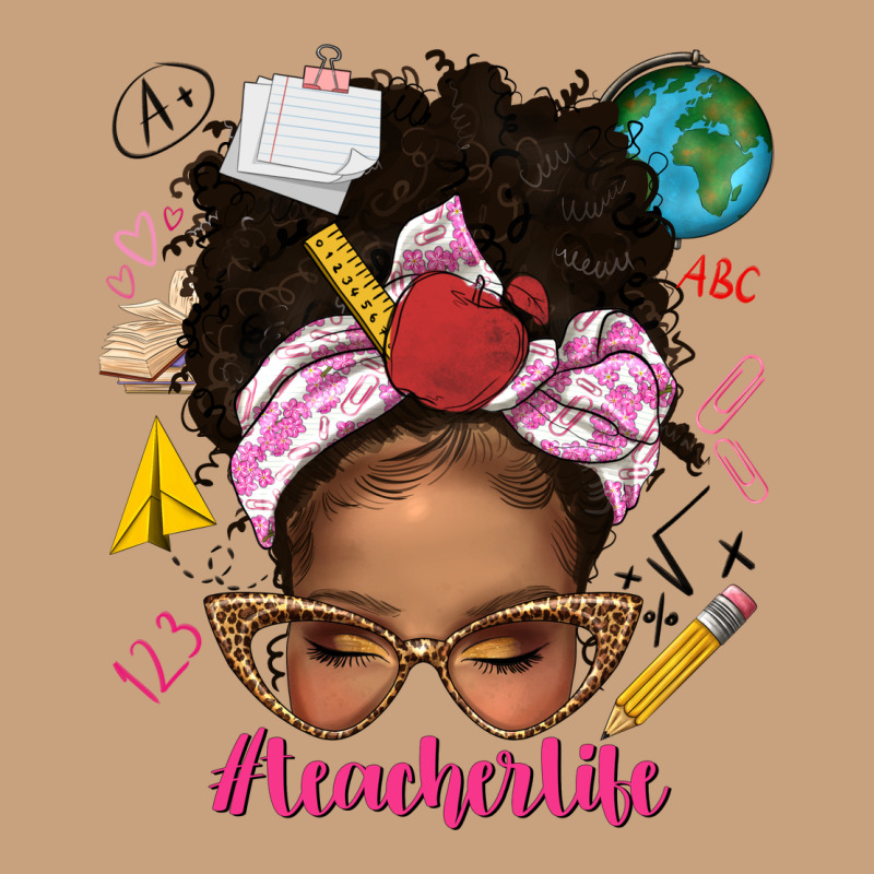 Afro Messy Bun Teacherlife Vintage Tee by texasbilliewilder | Teevron