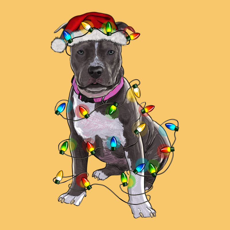 Pitbull With Christmas Lights Vintage Hoodie by RanaPortraitStore | Teevron
