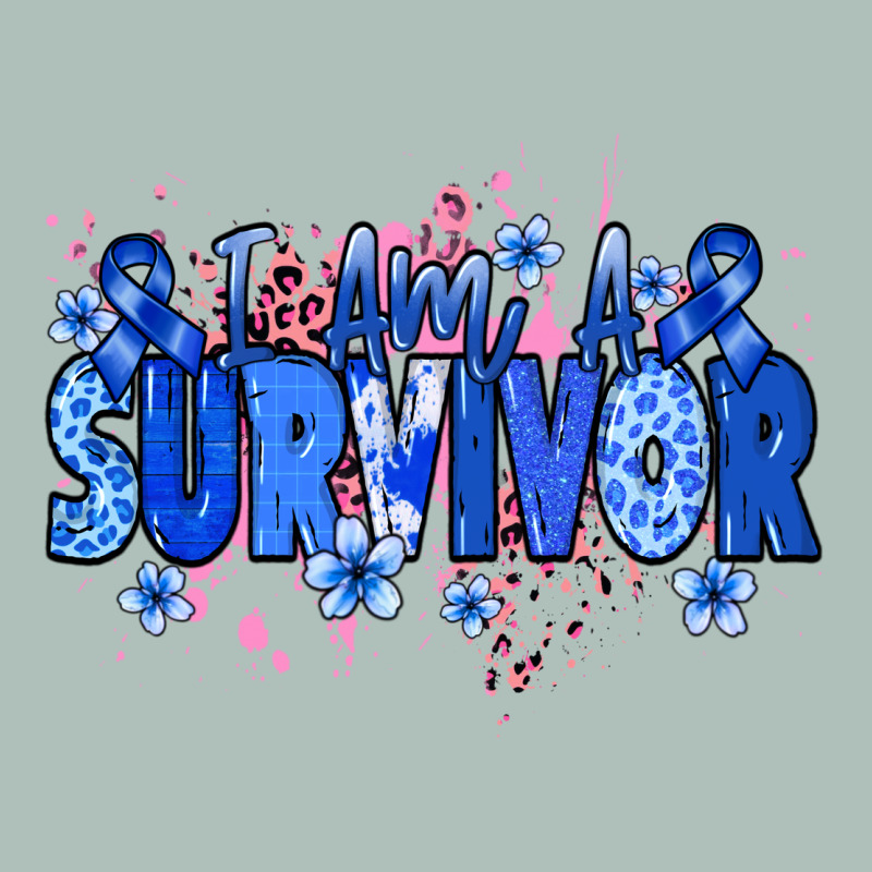 I Am A Survivor Colon Cancer Blue Ribbon Heavyweight Hoodie by NancyCooperArtShop | Teevron