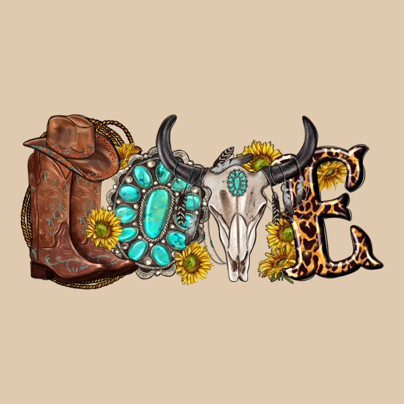 Western Love Bull Skull With Gemstone And Sunflowe Heavyweight Sweatshirt by texasbilliewilder | Teevron