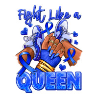 fight like a queen navy blue colon cancer afro gir | Teevron
