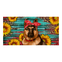 german shepherd with sunflowers license plate | Teevron